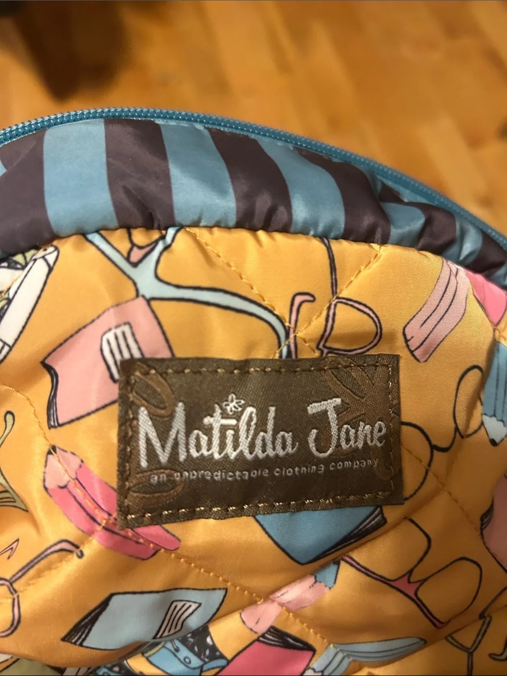 Matilda Jane Pink, Mustard & Blue Striped Kids Backpack with Bow